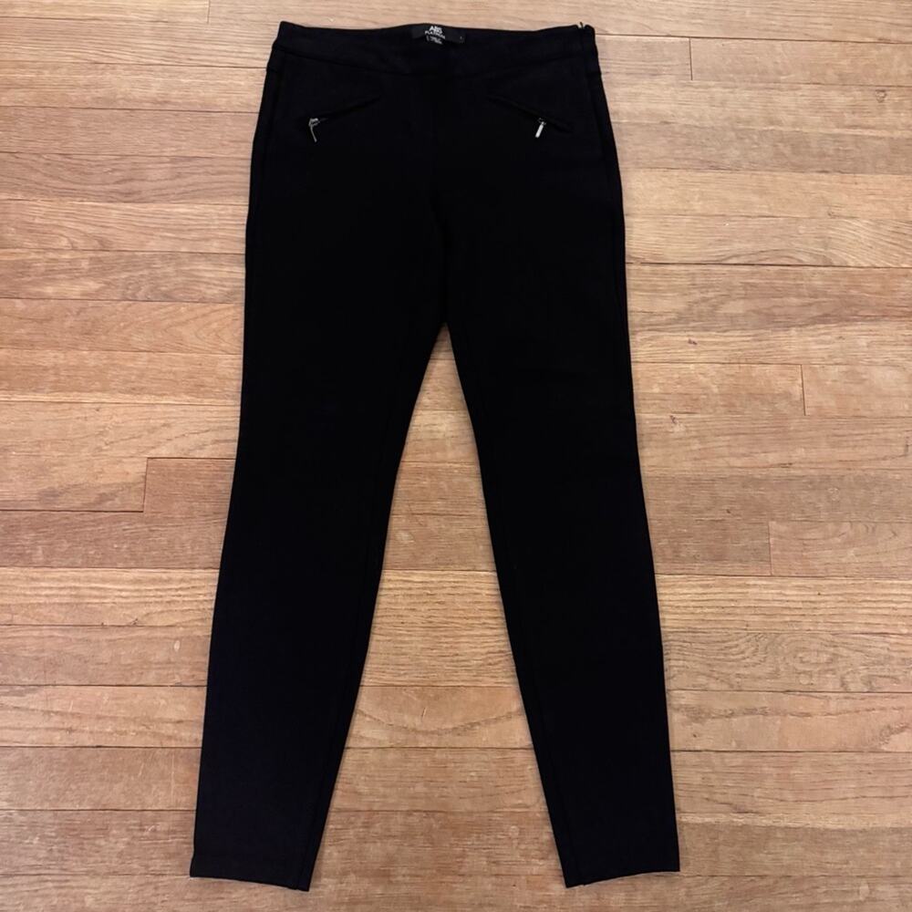 ABS Platinum black zipper front pull on style skinny leggings pants size 2
 b72